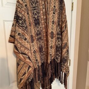 Beautiful Fringe Shawl in Brown and Black